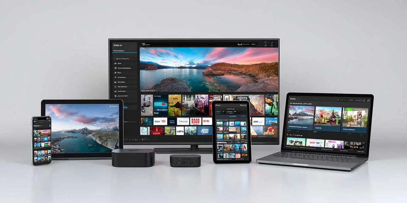 Complete showcase of all compatible devices including Smart TVs, Fire Stick, phones, tablets, computers