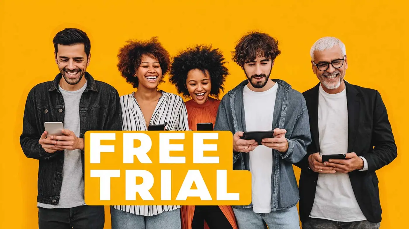 Happy customers enjoying free trial of IPTV service