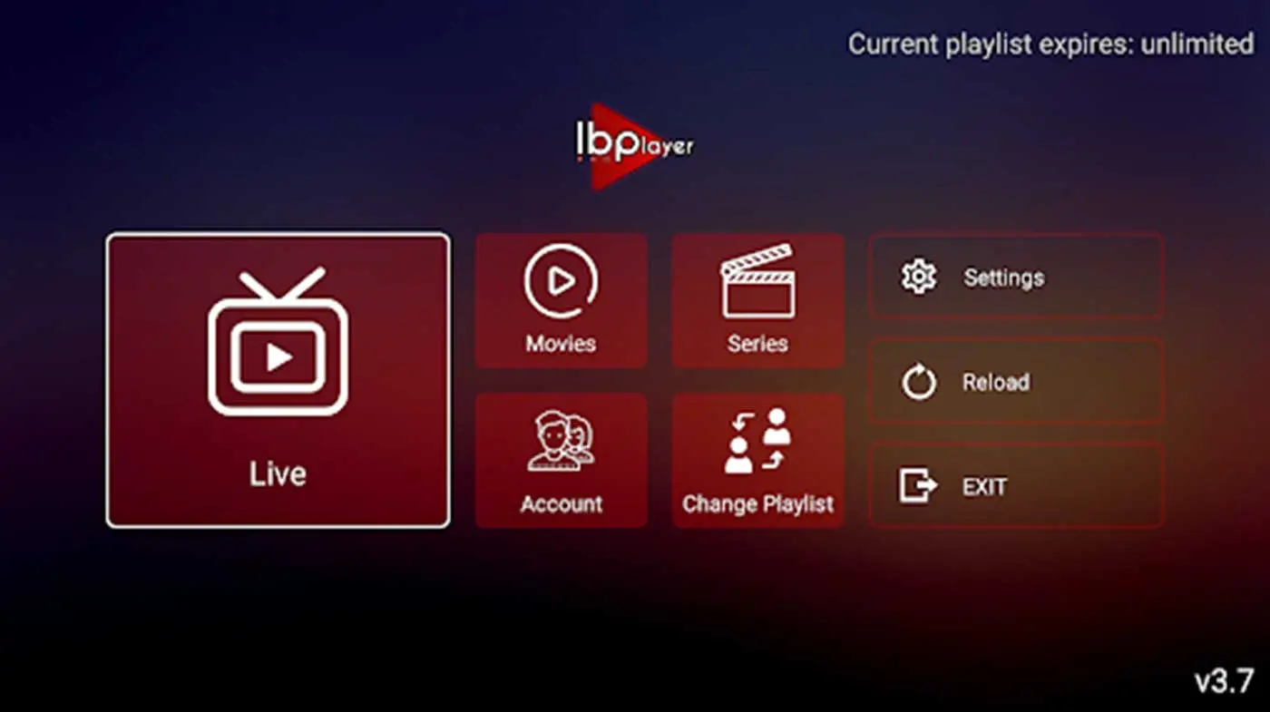 IBO Player configuration screen