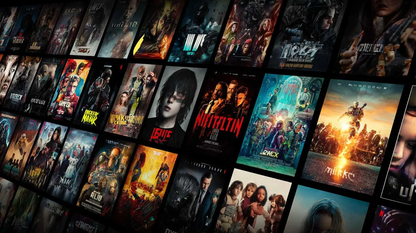 Movie posters collage showing latest blockbusters and popular series